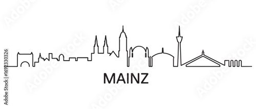 Mainz Line Art skyline silhouette. Black Mainz city design. with white background