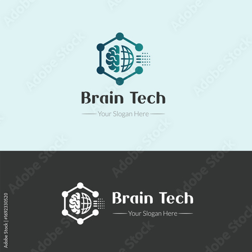 Brain Tech Logo Design – Artificial Intelligence, Digital Innovation, and Technology Concept