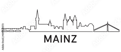 Mainz Line Art skyline silhouette. Black Mainz city design. with white background