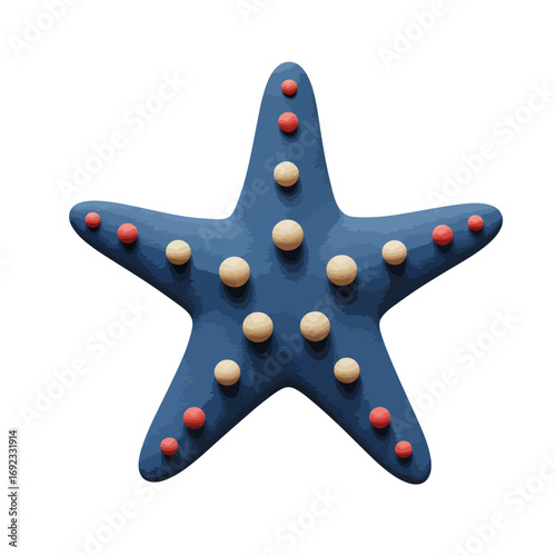 3D Claymorphic Starfish Icon isolated on a white background