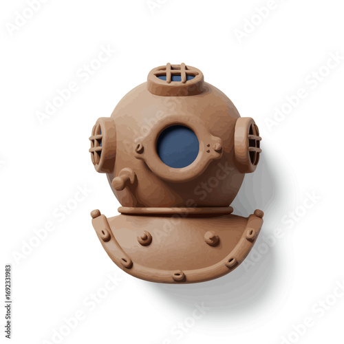 3D Claymorphic Diving Helmet Icon isolated on a white background
