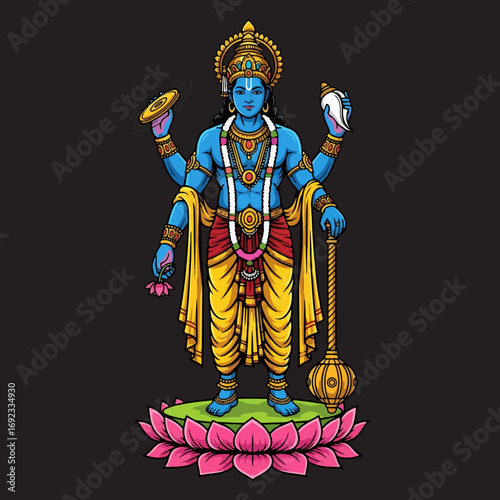Vector illustration of god Vishnu