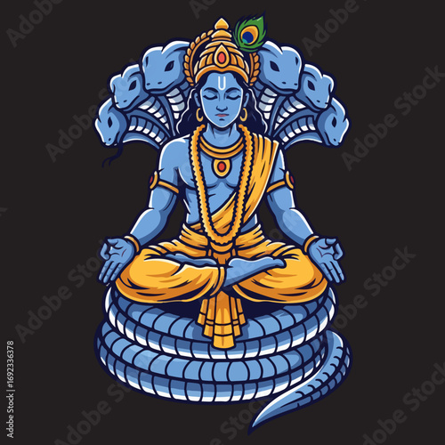Vector illustration of god Vishnu