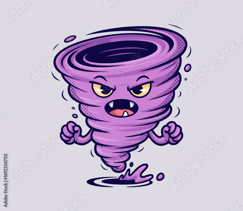 Angry Purple Tornado Cartoon Character