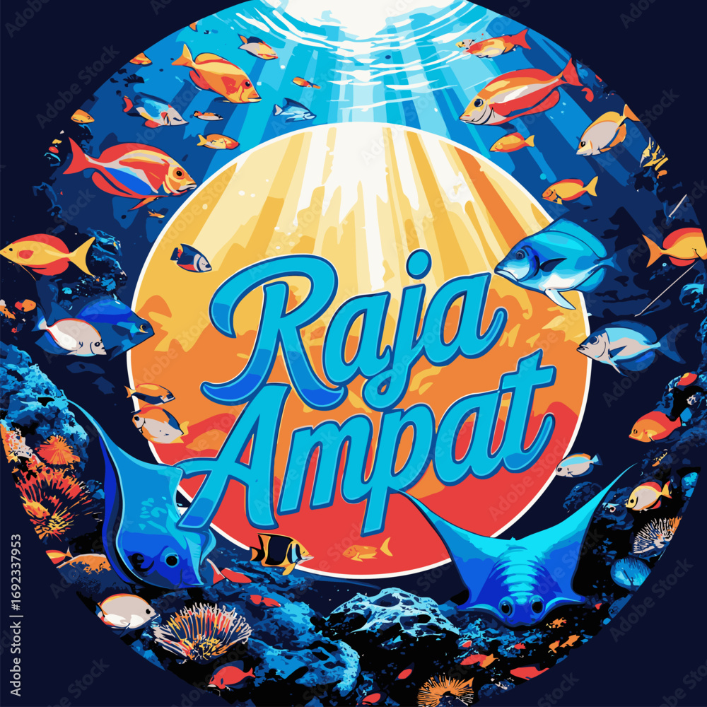 Fototapeta premium vector image of underwater life in Raja Ampat