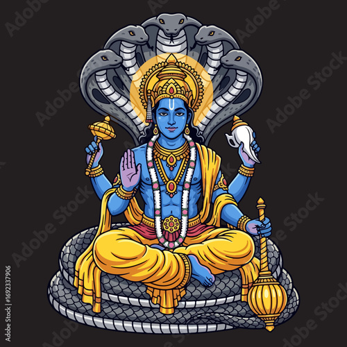Vector illustration of god Vishnu