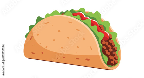 Delicious taco with fresh lettuce and savory ground beef, perfect for fast food menus and culinary blogs