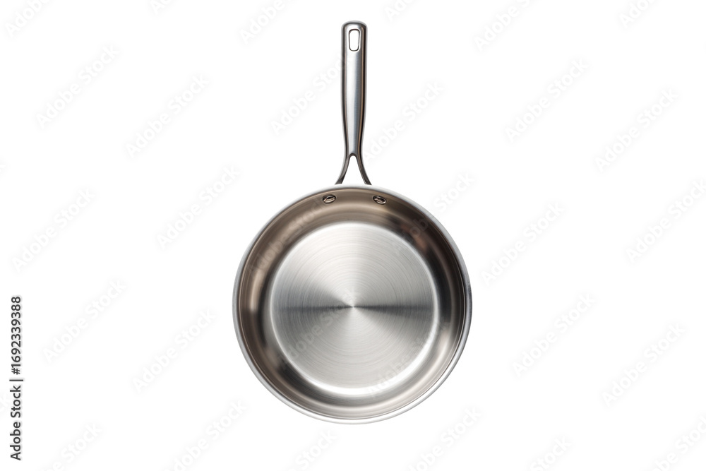 Shiny stainless steel frying pan isolated on transparent background Shiny stainless steel frying pan isolated on transparent background