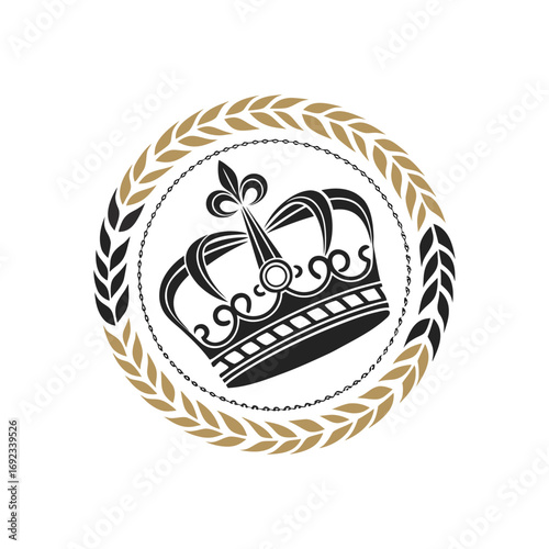 Royal Crown Logo with Laurel Wreath Emblem