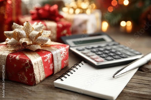Christmas Gift List. Blank Background Concept for Holiday Shopping Budget