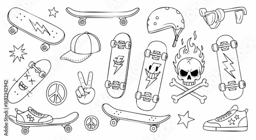 Cool skateboard designs for your next extreme sports adventure or edgy urban lifestyle project, fun and hip