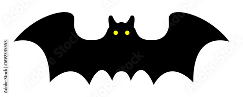 ハロウィン コウモリのシルエット 1匹 素材 ブラック ベクター