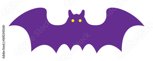 ハロウィン コウモリのシルエット 1匹 素材 パープル ベクター