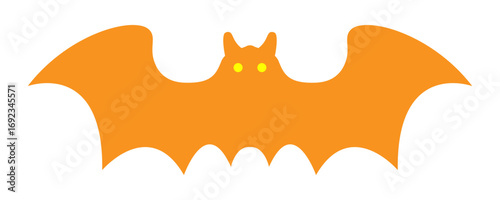 ハロウィン コウモリのシルエット 1匹 素材 イエロー ベクター