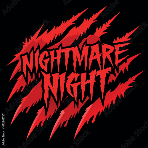 Nightmare Night Illustration with Red Claw Marks