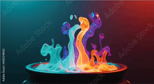 Vibrant colorful liquid splashes erupting in a mesmerizing dance of abstract form and motion.