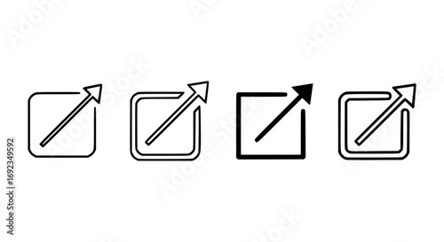 Four hand-drawn style icons representing external link or new tab navigation symbols