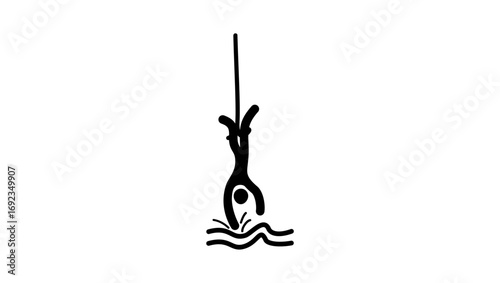 Bungee jumping symbol, black isolated silhouette