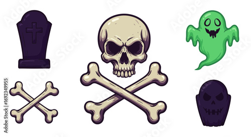 Skull and Crossbones Halloween Vector Icon