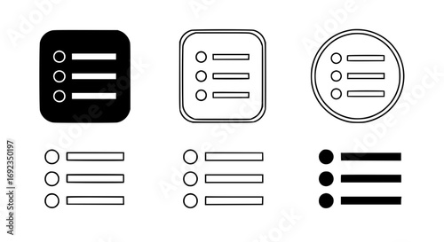 Collection of checklist icon styles for digital interfaces and graphic design projects