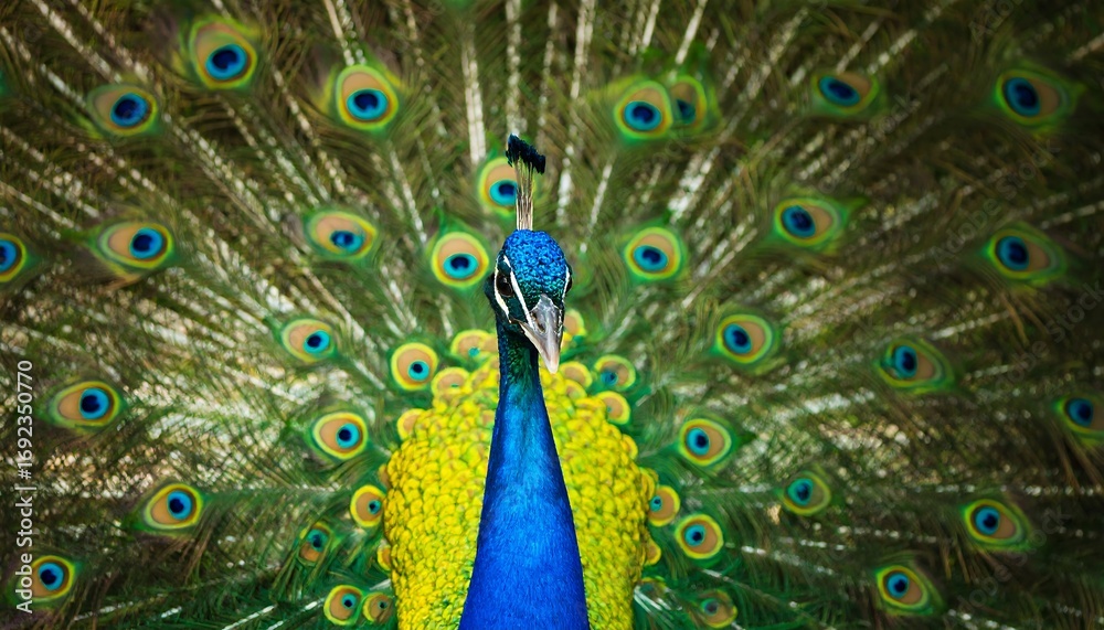 Obraz premium Peacock display of vibrant plumage