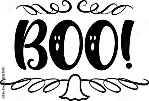 Halloween Boo Graphic Design Spooky Season Decoration & Festive Illustration for Prints