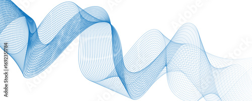 Abstract digital wave pattern consisting of smooth, flowing lines in a teal gray gradient. Waves curve and overlap fluidly, stretching horizontally across with soft gradients.Freshness.