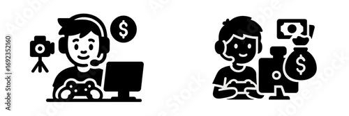 Video game streamer and content creator concepts showing monetization and earning money from playing games online