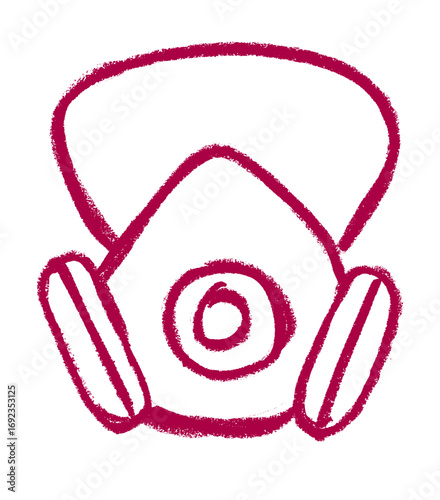 Respiratory Mask Safety Related Icon Crayon Chalk Drawing Doodle Vector