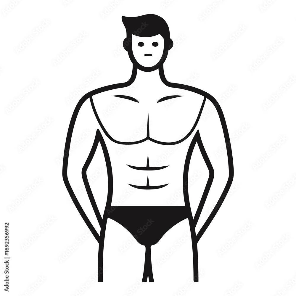 Fototapeta premium Black and White Stylized Torso – Realistic Body Shape Drawing