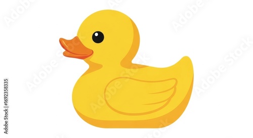 Cartoon Yellow Duck Illustration on White Background.