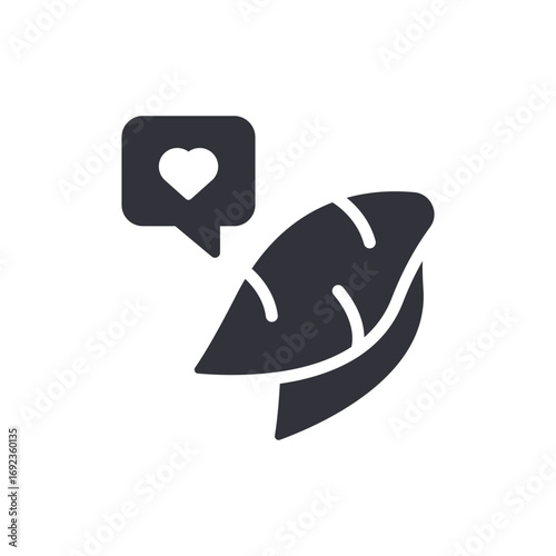Stylized Illustration Of A Leaf With A Heart In A Speech Bubble Icon
