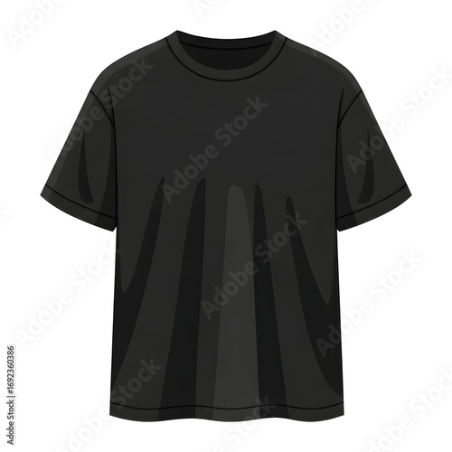 Black T-shirt Illustration Graphic Isolated on White Background