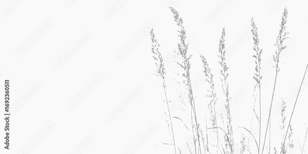 Obraz premium Thin herbs. Graphic black form with dusty overlay, scratch marks and distressed halftone threshold. Speckled pattern.