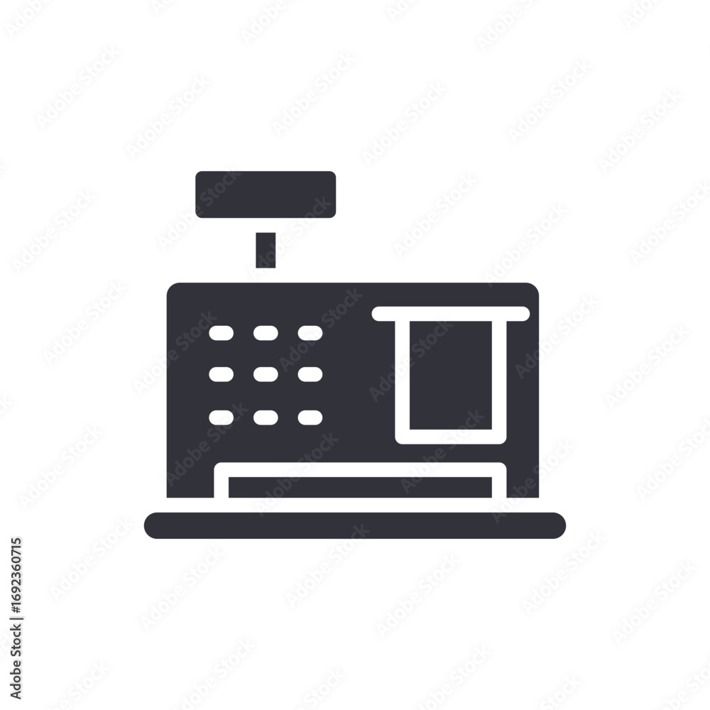 Obraz premium Stylized Cash Register Icon Presenting Commerce And Financial Transactions With Modern Appeal