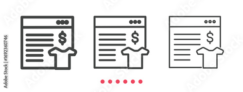 Online store icon. Thin line icon vector