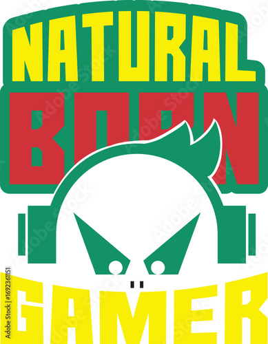 Natural Born Gamer Vector T-Shirt Design