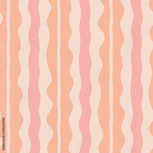 Seamless pattern with pink pastel stripes, hand drawn vector illustration for packaging, fabric and textile