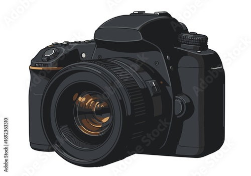 Detailed vector illustration of a digital camera isolated on a white background, perfect for photography and media projects