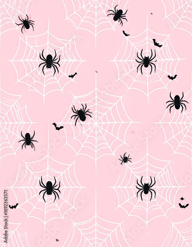Pink spider web pattern with bats