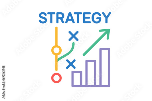 Strategy planning with graphs and tactics icons in modern style strategy outcome chart