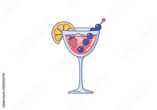 Refreshing Summer Cocktail A Vibrant Martini Illustration