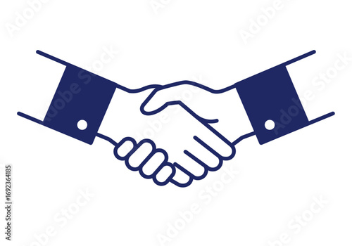 Clean line art illustration of a professional handshake, conveying concepts of partnership, deal, greeting, and mutual understanding