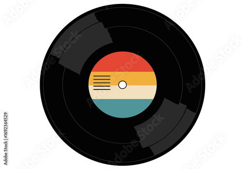 Vintage vinyl record with retro color scheme design, evoking a sense of nostalgia for music lovers and collectors