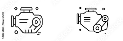Car engine motor line icon set for automotive service and repair symbol isolated on a white background