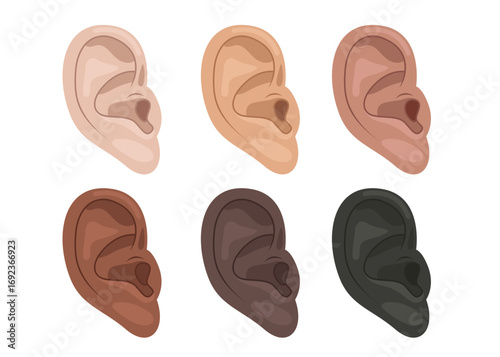 Different skin colors. Ear doctor. Seminar and various deaf awareness campaign. World Deaf Day in last Sunday of September. Flat vector illustration.