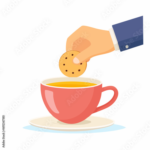 Hand Placing Cookie In Pink Teacup
