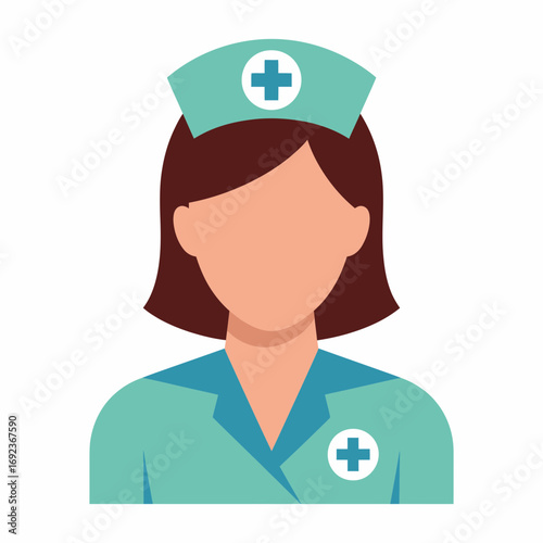 Title: Nurse Icon – Female Medical Healthcare Worker Vector Illustration