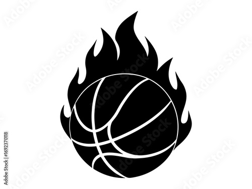Basketball on fire silhouette icon
