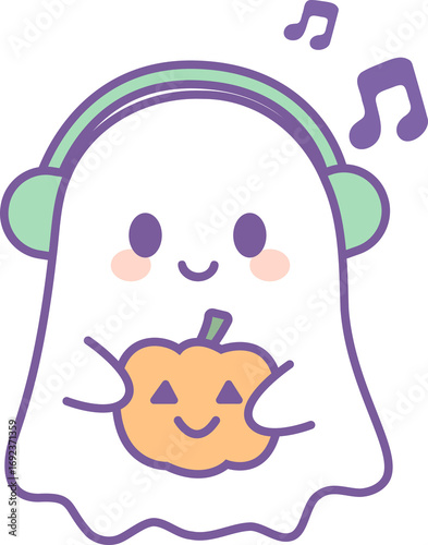 Halloween Ghost Listening to Music